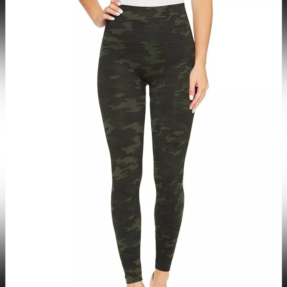 SPANX Olive Green Camo High-Waist Leggings